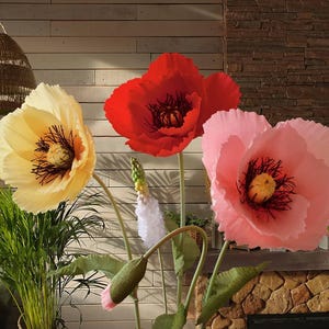 Giant Red Poppy Flower 24 inch – Handmade Crepe Paper, Wedding & Party Decoration image 1