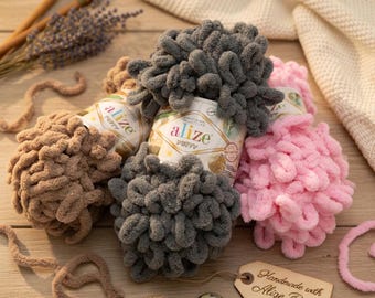 Alize Puffy Yarn Chunky | Fio Chenille Aveludado para Cobertores e Almofadas Aconchegantes