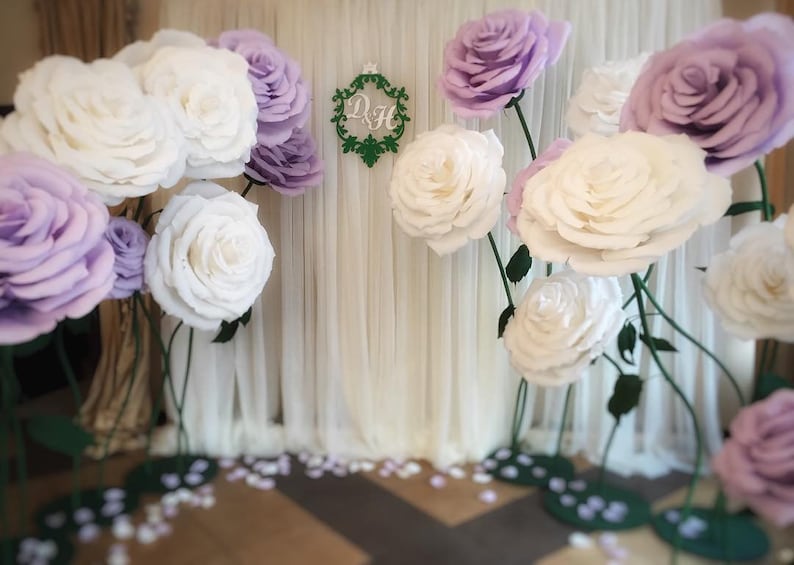 Giant Crepe Paper Flower Set: Wedding Backdrop Decor image 4
