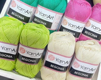 YarnArt Begonia | 100 % merceriserat bomullsgarn 50 g 169 m | Fin sportvikt stickning och virkning sommar