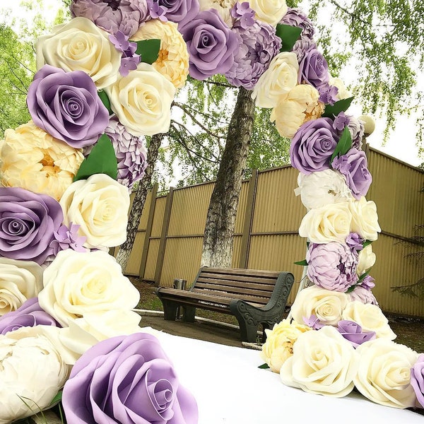 Flor Papel gigante Con Tallo | Enorme Papel Peony Photo Prop / Free Standing paper Flower Wedding Paper Flower telón Fondo Party Photo Booth