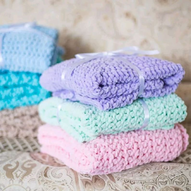 Colorfull Hand Knit Baby Girl Blanket Handmade Soft Blanket Etsy