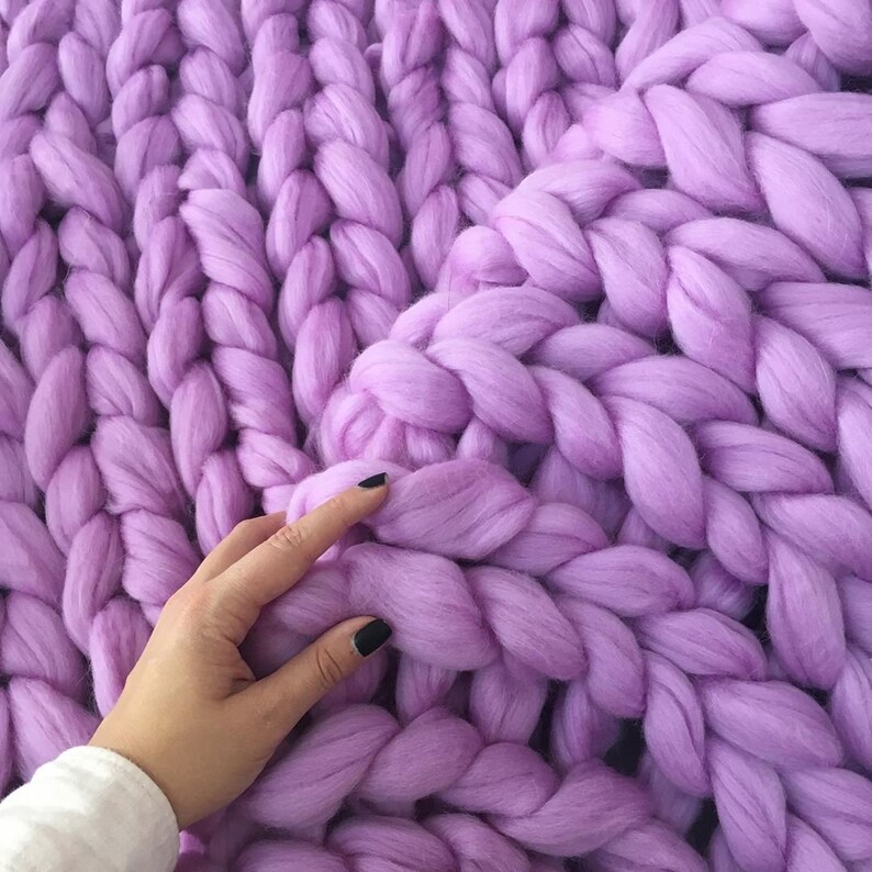 Giant Blanket 100 Merino Wool Blanket Chunky Knit Blanket Etsy