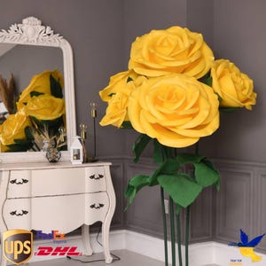 Fiore carta gigante con stelo / enorme foglio carta Peony Foto Prop Fiore carta piedi libera fondale Carta Da Sposa Fiore cabina foto Festa
