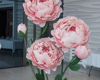Oversized Paper Peony Set of 5 | Giant Wedding Backdrop & Photo Zone
