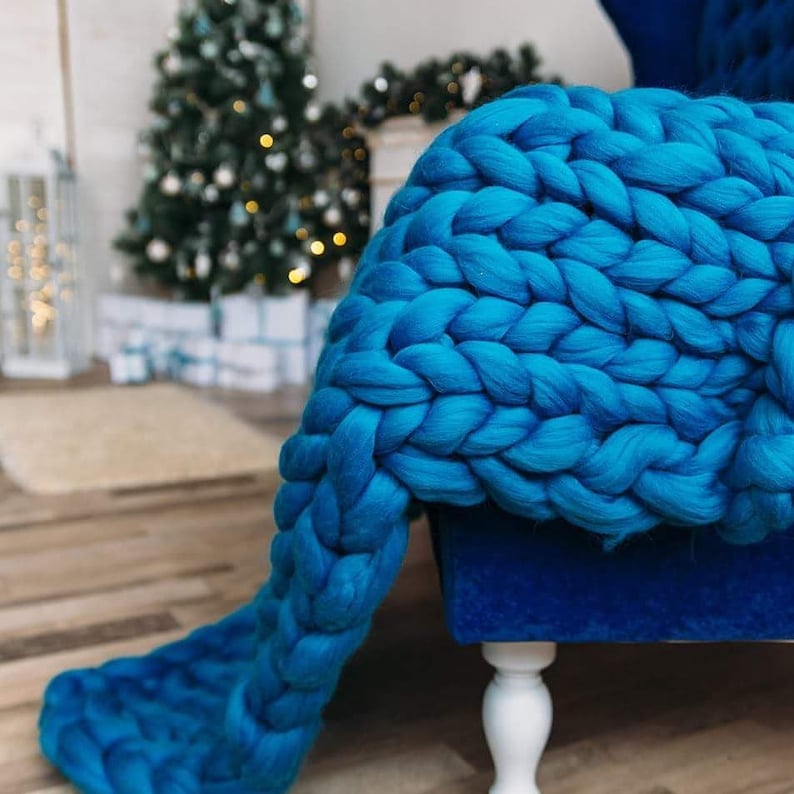 Chunky Knit Blanket Giant Knit Blanket Cozy Throw Blanket Etsy