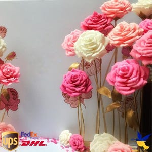 Fiore carta gigante con stelo / enorme foglio carta Peony Foto Prop Fiore carta piedi libera fondale Carta Da Sposa Fiore cabina foto Festa
