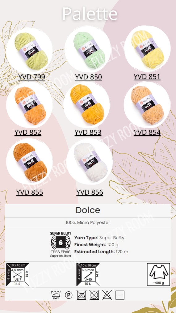 Yarnart Dolce Velvet Yarn: Plush Micropolyester for Knitting - Etsy