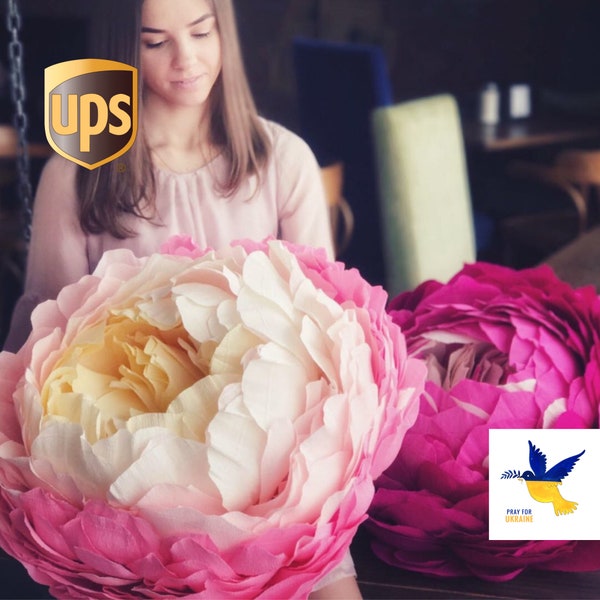 Kæmpe Papir Peony | Baggrund | Store crepe papir blomster | Kæmpe papir blomster vægdekoration | kæmpe pæon blomst | Kæmpe Papir Peony