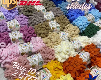 Alize Puffy / Hilo manta / Hilo bucle / Hilo hinchado / Hilo bebé / Hilo suave / Hipoalergénico / Sin aguja / Tejido con dedos /