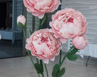 Giant Paper Peony Set: Wedding Backdrop Decor, 5 Huge Flowers With