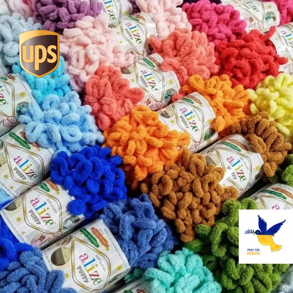 Alize Puffy / Blanket Yarn / Loop Yarn / Puffy Yarn /baby Yarn / Soft Yarn  / Hypoallergenic / No Hook / No Needle / Finger Knitting / -  Israel