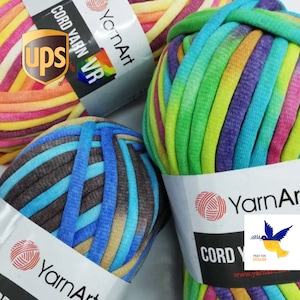 Yarnart Makramee Kordel, 3 mm, VR-Baumwoll-Polyester, super sperriges Wandkordelgarn, 85 m, Makramee-Garn, Häkelgarn, mehrfarbiges Garn