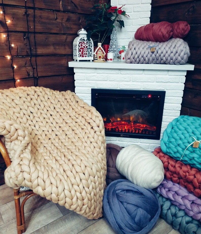 Chunky Knit Blanket Chunky Blanket Giant Blanket 100 Etsy