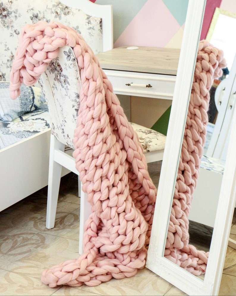 Chunky Knit Blanket Giant Knit Blanket Cozy Throw Blanket Etsy