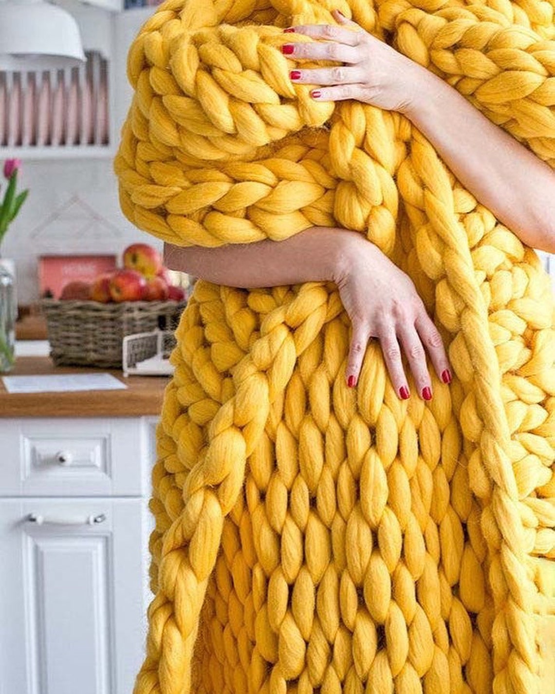 Giant Blanket/ 100 Merino Wool Blanket/ Arm Knit Blanket/ Etsy