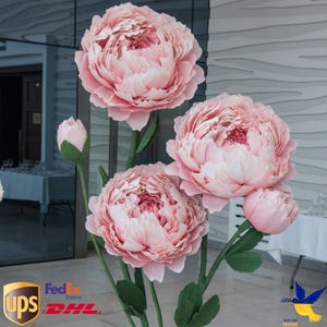Fiore carta gigante con stelo Enorme peonia carta Photo Prop Wedding Paper Flower Sfondo composizione  5 fiori