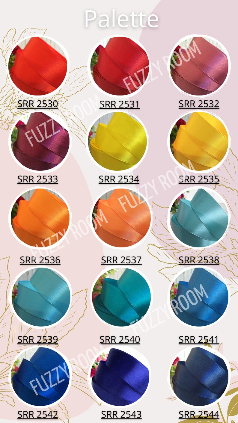 25mm Single Faced Satin Ribbon: 36 Colors for Crafts & Florists - Etsy