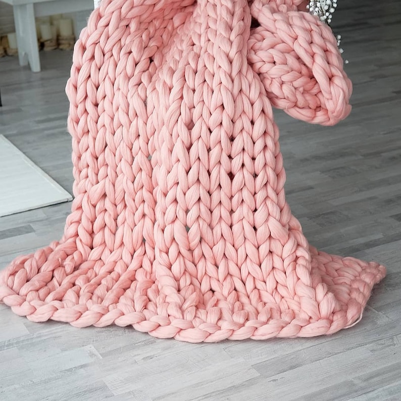 Giant Blanket 100 Merino Wool Blanket Chunky Knit Blanket Etsy