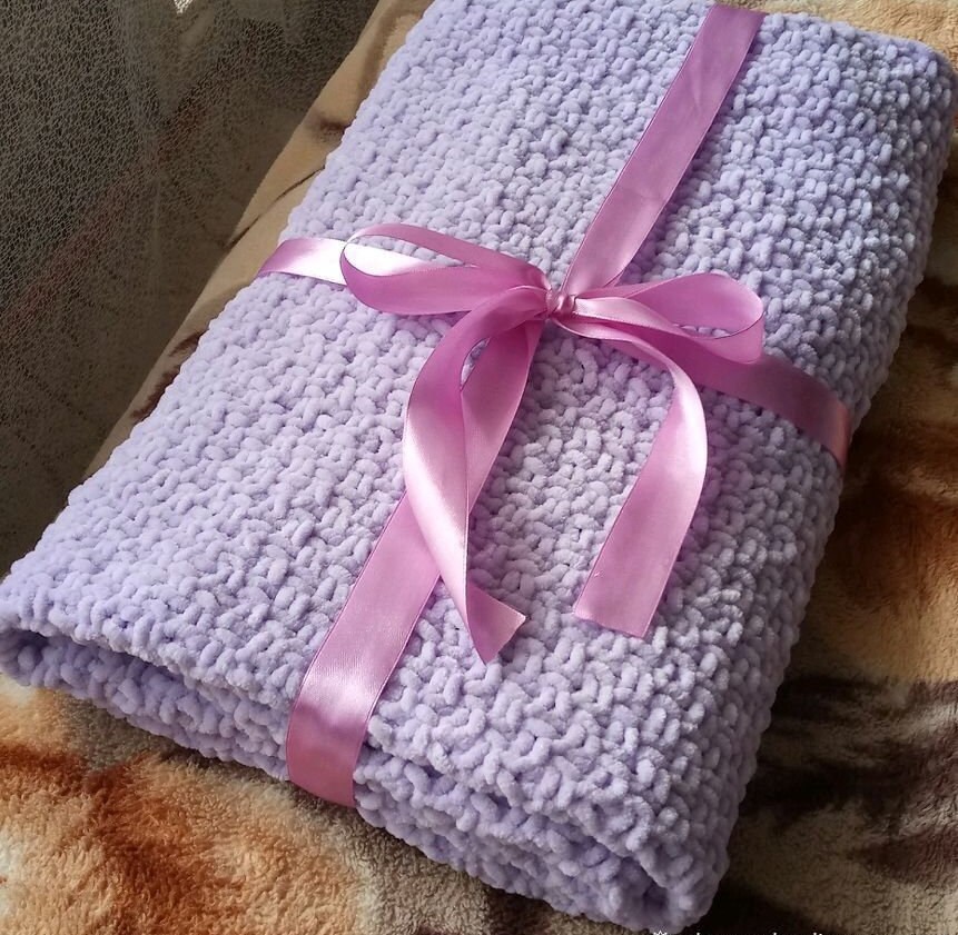 Colorfull Hand Knit Baby Girl Blanket Handmade Soft Blanket Etsy