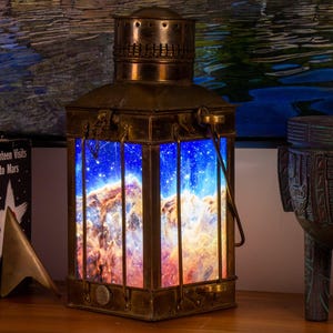 Handmade Lantern or Nightlight of James Webb Telescope&#39;s Cosmic Cliffs in the Carina Nebula - Perfect Art or Home Decor Gift for Him or Her