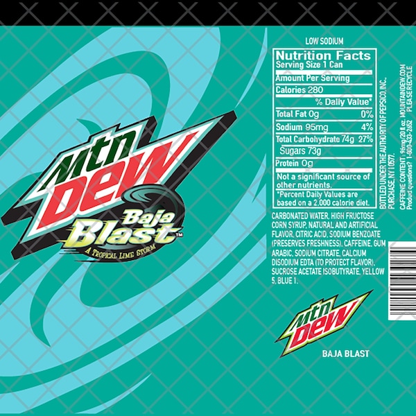 Mountain Dew Baja Blast File - Tumbler 20 oz skinny - High Quality