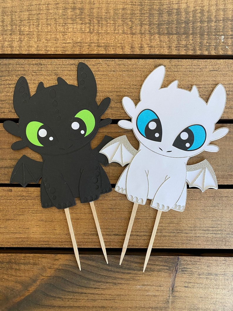How To Train Your Dragon Birthday Cake Topper Decoration Customizable with Personalization for your Dragon Riders Party! Light Fury Dragon