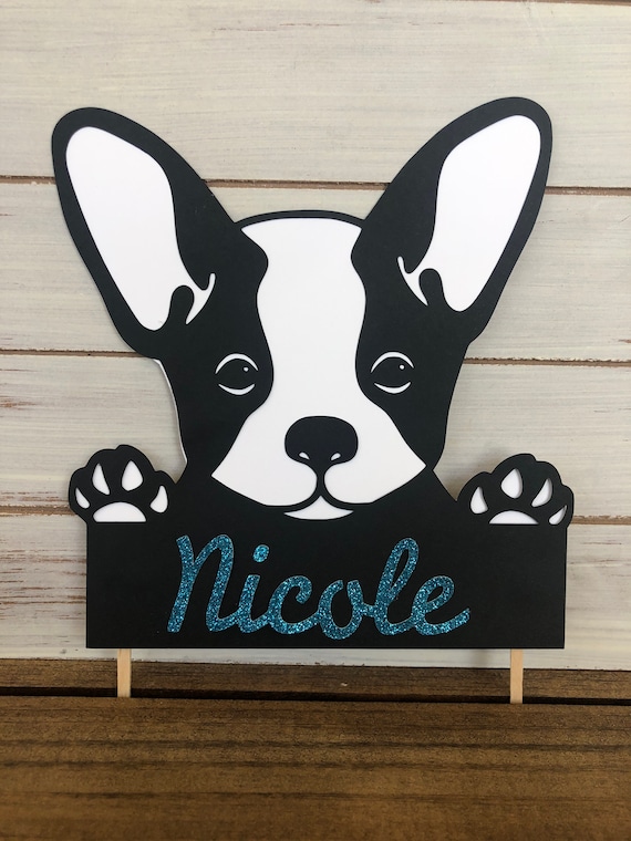 French Bulldog Cake Topper Birthday Party Decoration Customizable colors with Personalization Frenchie Lovers Cake Topper Paper Insert