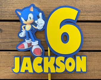 Sonic the Hedgehog Birthday Cake Topper Decoration Customizable with Personalization