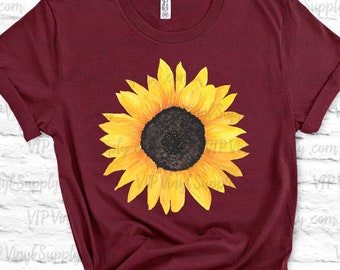 Watercolor Sunflower Iron on  HTV Transfer, Ready to press iron on T-Shirt transfer –  DIY Sunflower –     xE3sA