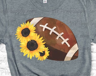 Watercolor Flowers & Football HTV Transfer, Ready to press iron on T-Shirt transfer –  Sunflowers and Football DIY  –     xE4sA