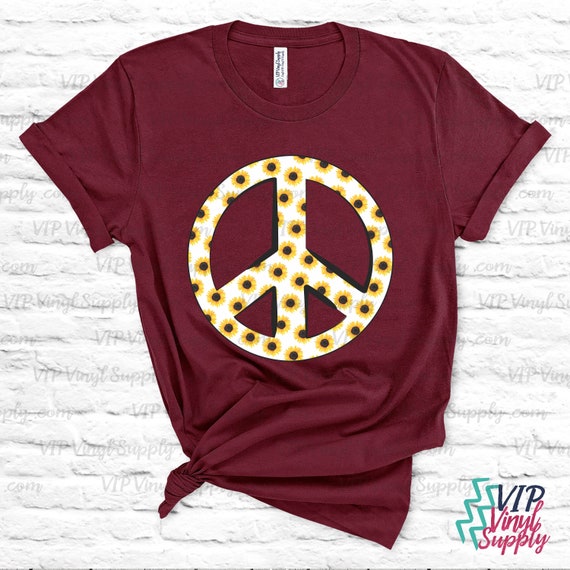 Sunflower Peace Sign Iron on HTV Transfer Ready to Press Iron Etsy