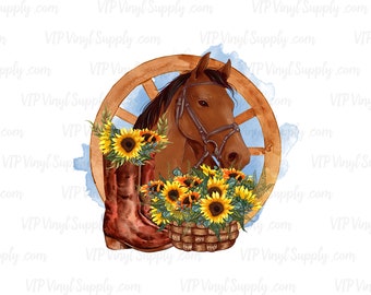 Western Sublimation Transfers | Ready to press Full Color T-Shirt transfer –  Western Sunflower Horse Sublimation Transfers | xT10