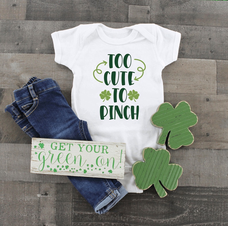 Too Cute to Pinch Onesie Long Sleeve Baby One Piece Baby Bodysuit St Patrick/'s Day One Piece Infant Tee Newborn Bodysuit