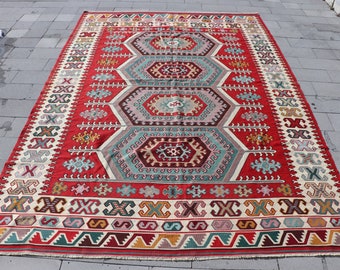 Small Kilim Turkish Kilim Entry 1530 Antique Kilim Vintage Kilim Pattern Kilim 1.8x4.4 ft Organic Kilim,Oriental Kilim,Handmade Kilim