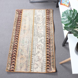 Small Rugs, Turkish Rug, Vintage Rug, Patchwork Rug, Oushak Rug, Rugs For Entry, 1.9x3.2 ft Brown Rug, Oriental Rugs, Small Boho Rug,