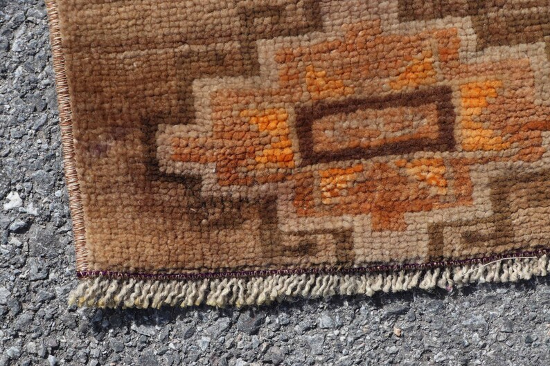 13x30 Inches Brown Rug Wool Wall Hanging Rug Home Decor Rug Anatolian Car Mat Carpet Turkish Rug 6160 Small Carpet Vintage Rug