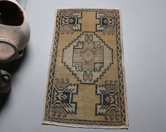13x30 Inches Brown Rug Wool Wall Hanging Rug Home Decor Rug Anatolian Car Mat Carpet Turkish Rug 6160 Small Carpet Vintage Rug