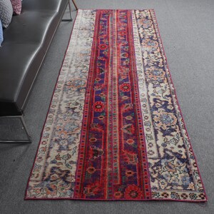 Turkish Rug, Vintage Rug, 3.3x8.9 ft Runner Rugs, Oushak Rug, Rugs For Corridor, Red Kitchen Rug, Patchwork Rug, Vintage Decor,  9415