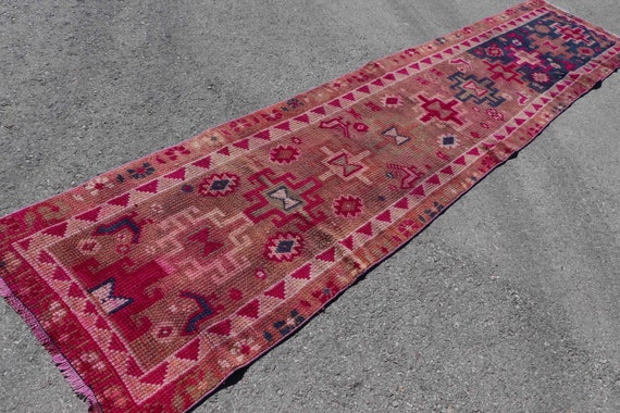 ヴィンテージトルコ製ランナーラグ 2.9x13.1フィート (87 x 399 cm