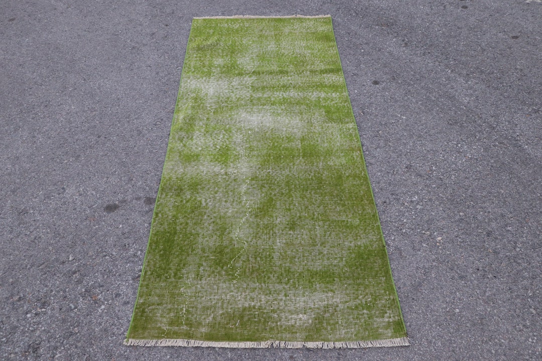 Green Rug Kitchen Rug Turkish Rug 6.8x2.8 Feet Oushak Rug Etsy