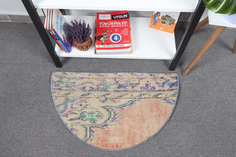 Round Rug, Small Rugs, Vintage Rug, Turkish Rug, Muted Oushak Rug, Rugs