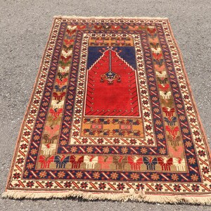 Turkish Rug, Red Home Decor, Anatolian Rug, Rugs For Floor, 4x6 ft Area Rug, Bohemian Carpet, Vintage Handmade Living Room Rug