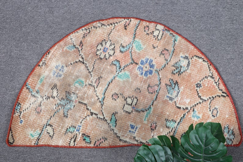 Turkish Rug, Small Rugs, Vintage Rug, Round Rug, Oushak Rug, Rugs for