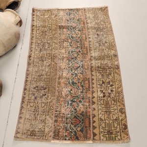 Turkish Rug, Anatolian Rug, Vintage Rug, 2x4 ft Small Rug, Handmade Decor, Rustic Bath Rug, Unique Nursery Rug