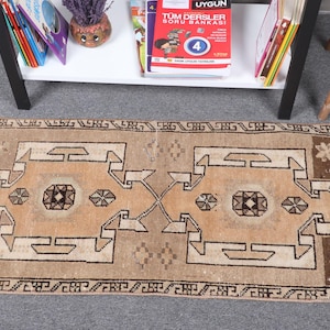Vintage türkische Teppich, Handgefertigter Anatolischer Teppich, 60x30 cm Kleiner Teppich, Boho Teppich, Wollteppich, Bodenmatte, Eingangsbereich Akzent Teppich, 9925