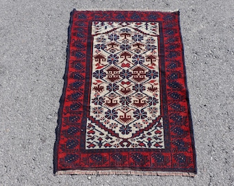Vintage Rug, Rugs For Wall Hanging, 2.5x3.6 ft Small Rugs, Anatolian Rugs, Red Home Decor  Rugs, Turkish Rug, Organic Bathroom Rug