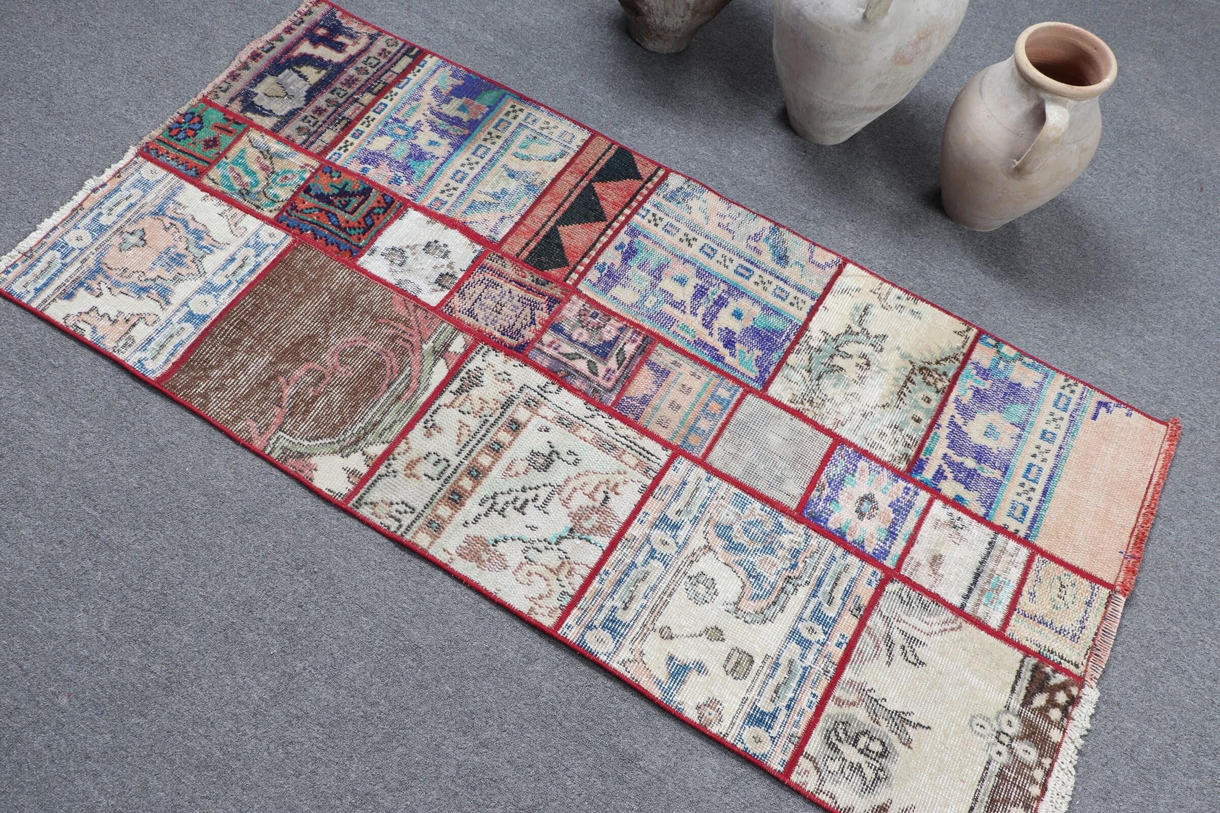 ヴィンテージ トルコ パッチワーク ラグ、78 x 165 cm、3 x 5 フィート