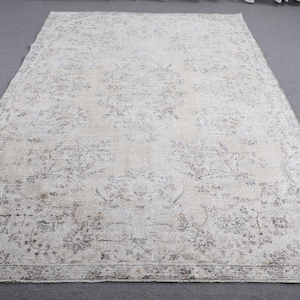 Turkish Rug, Vintage Rug, 6x10 Large Rug, Anatolian Rug, Rugs For Dining Room, 6.5x10.1 ft Beige Rug, Neutral Oushak Rug, Vintage Decor,