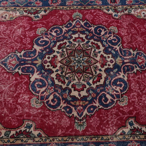 Turkish Rug, Area Rug, Vintage shops Rug, Oushak Carpet, 47x89 inches Red Rug, Organic Bedroom Carpet, Handwoven Indoor Rug, 8628